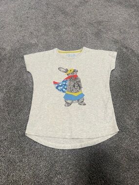 Mini Boden Bunny Superhero Superstitch Appliqué T-Shirt Sz 7-8